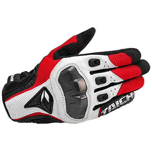 QAINKUN Motorradhandschuhe Atmungsaktive Leder-Motorradhandschuhe Racing-Handschuhe Motocross-Handschuhe Handschuhe Motorrad Handschuhe (Color : 391 White Red, Größe : XL) von QAINKUN