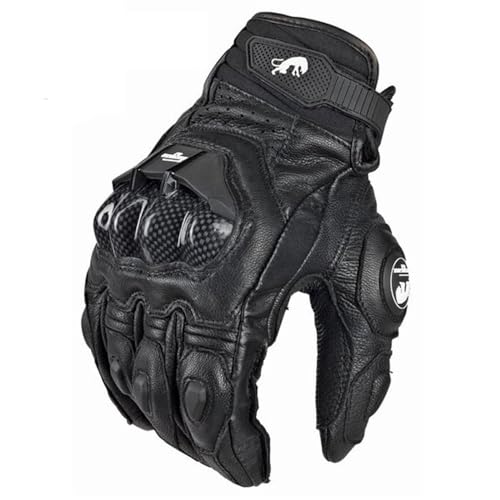 QAINKUN Motorradhandschuhe Leder Carbon Fiber Handschuhe Fahrrad Radfahren Motorrad Reithandschuh Motorradhandschuhe Motorrad Handschuhe (Color : A Pair Black, Größe : XL) von QAINKUN