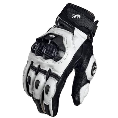 QAINKUN Motorradhandschuhe Leder Carbon Fiber Handschuhe Fahrrad Radfahren Motorrad Reithandschuh Motorradhandschuhe Motorrad Handschuhe (Color : A Pair White, Größe : M) von QAINKUN
