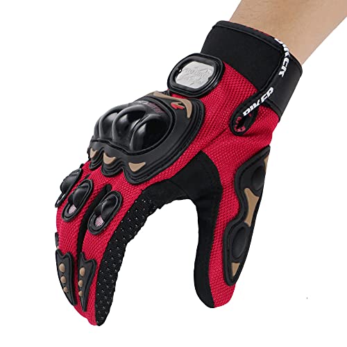 QAINKUN Motorradhandschuhe Motorradhandschuh Mann Sommerschutzausrüstung Atmungsaktive Vollfinger-Reitroller-Motorcross-Moto-Handschuhe Motorrad Handschuhe (Color : Red, Größe : XXL) von QAINKUN
