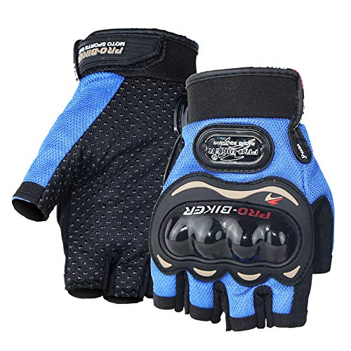QAINKUN Motorradhandschuhe Motorradhandschuhe Wearable Sport Full Finger Fäustlinge Moto Schutzausrüstung Moto Racing Handschuhe Motorrad Handschuhe (Color : Blue, Größe : M) von QAINKUN