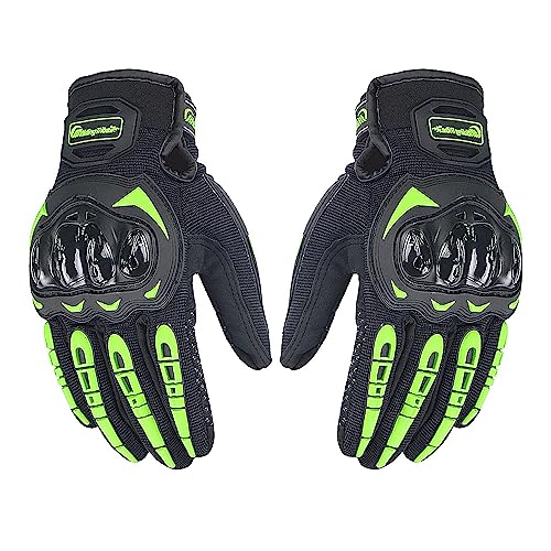 QAINKUN Motorradhandschuhe Motorradhandschuhe Wearable Sport Full Finger Fäustlinge Moto Schutzausrüstung Moto Racing Handschuhe Motorrad Handschuhe (Color : Green, Größe : L) von QAINKUN
