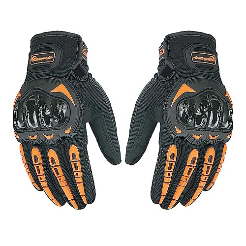 QAINKUN Motorradhandschuhe Motorradhandschuhe Wearable Sport Full Finger Fäustlinge Moto Schutzausrüstung Moto Racing Handschuhe Motorrad Handschuhe (Color : Orange, Größe : L) von QAINKUN