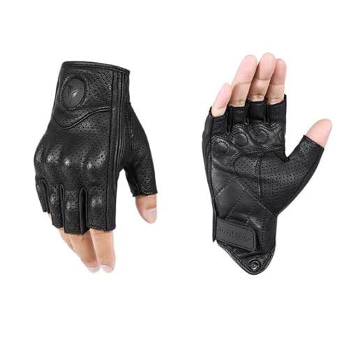 QAINKUN Motorradhandschuhe Motorradhandschuhe Winter & Sommer Motocross-Schutzausrüstung Touchscreen-Handschuhe aus echtem Leder Motorrad Handschuhe (Color : M) von QAINKUN