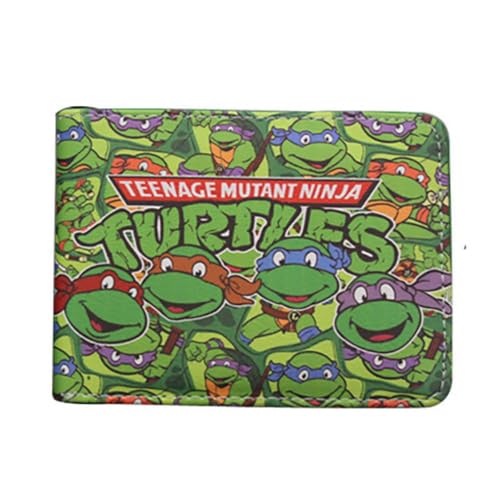 QANACOTB Mutant-Ninja-Turtles Bi-Fold Anime Wallets mit Reißverschluss Münzfach Geldbörse für Jungen Mädchen, mehrfarbig von QANACOTB