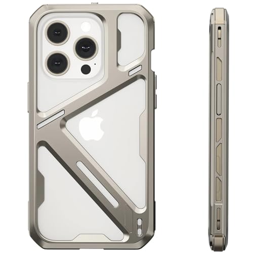 QANXGOG Hülle für iPhone 14 Pro/14 Pro Max, Wärmeableitung Aus Aluminiumlegierung, Anti-Drop-Titanlegierung, Leichtes Design mit 4-Ecken-Stoßfänger,14 Pro von QANXGOG