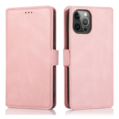 QANXGOG Hülle für iPhone 15/15 Pro/15 Plus/15 Pro Max, Luxuriöse Folio-Handyhülle Aus PU-Leder mit Ständer, Kartenhalter, Ständer, Magnetverschluss, Modische Designs,Pink,iPhone15 Pro Max von QANXGOG