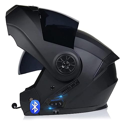 Adults Motorradhelm Klapphelm Mit Bluetooth Kopfhörer Motorrad Integrierter Sturzhelm Für Herren Und Damen ECE Genehmigt Flip Vollvisierhelm Motocross Helm 14,XL:61-62CM von QAZXCVB