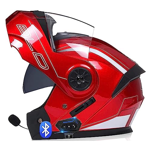 Adults Motorradhelm Klapphelm Mit Bluetooth Kopfhörer Motorrad Integrierter Sturzhelm Für Herren Und Damen ECE Genehmigt Flip Vollvisierhelm Motocross Helm 8,S:55-56CM von QAZXCVB