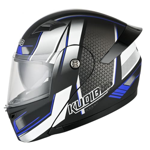 Motorradhelm Klapphelm Rollerhelm ECEDOT Zertifiziert Integralhelme Modulare Helm Mit Doppelvisier Flip Vollvisierhelm Für Erwachsene Frauen Männer Motorrad Schutzhelm 7,L:59-60CM von QAZXCVB