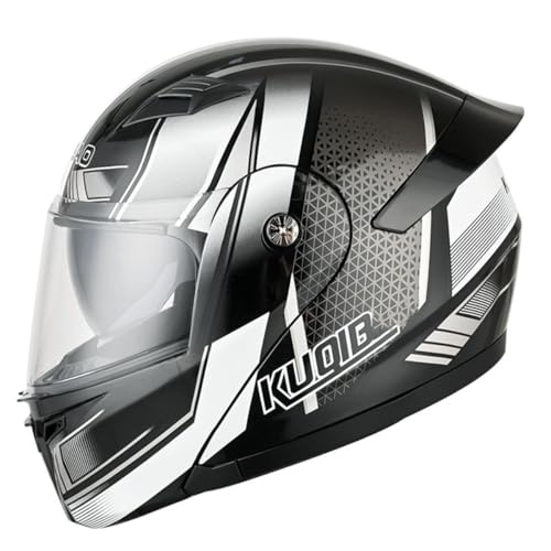 Motorradhelm Klapphelm Rollerhelm ECEDOT Zertifiziert Integralhelme Modulare Helm Mit Doppelvisier Flip Vollvisierhelm Für Erwachsene Frauen Männer Motorrad Schutzhelm 9,L:59-60CM von QAZXCVB