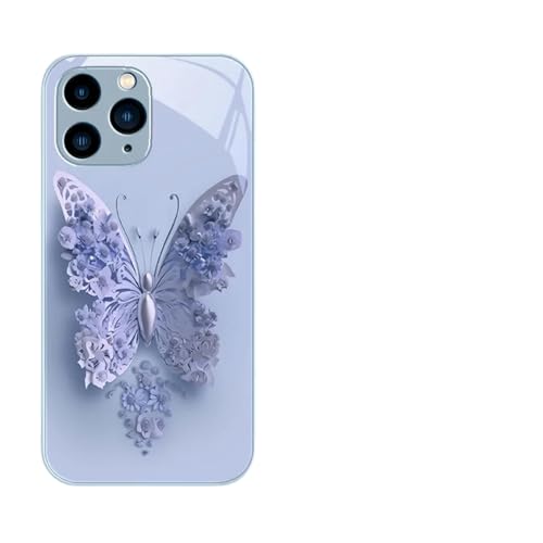 QBDGFPX iPhone Schutzhülle Fliegende Schmetterlinge Für iPhone 15 14 13 12 11 Pro Max X Xs Xr 7 8 Plus Se Black Tempered Glass Phone Hülle von QBDGFPX