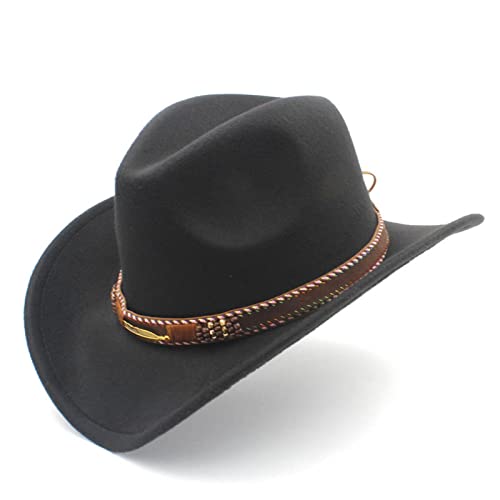 QBQZXAOSOWH Fedora Trilby Damen Herren Western Cowboyhut Für Gentleman Lady Jazz Cowgirl Cloche Sombrero Caps 60-61Cm Schwarz von QBQZXAOSOWH
