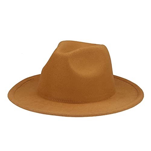 QBQZXAOSOWH Fedora Trilby Fedora Hut Frauen Mann Mode Hochzeit Schmücken Kamel Panama Cap Fedoras 56-58 cm (Erwachsene) Khaki02 von QBQZXAOSOWH