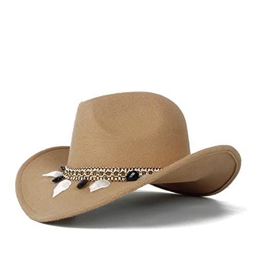 QBQZXAOSOWH Fedora Trilby Frauen Hohl Western Cowboyhut Dame Tasseloutblack Cowgirl Sombrero Jazz Cap Khaki von QBQZXAOSOWH