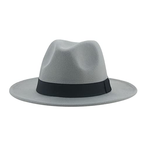 QBQZXAOSOWH Fedora Trilby Hüte Für Damen Beige Ribbon Band Hüte Für Herren Panama Hochzeit Dekorieren Damen Hut 59-61Cm(XL) Hellgrau von QBQZXAOSOWH