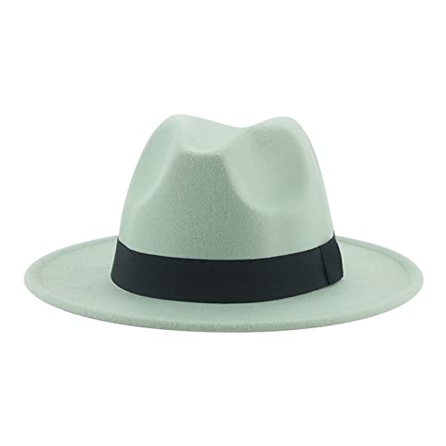 QBQZXAOSOWH Fedora Trilby Hüte Für Damen Beige Ribbon Band Hüte Für Herren Panama Hochzeit Schmücken Damen Hut 56-58Cm (Erwachsener) Hellgrün von QBQZXAOSOWH