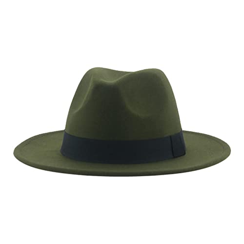 QBQZXAOSOWH Fedora Trilby Hüte Für Damen Beige Ribbon Band Hüte Für Herren Panama Hochzeit Schmücken Damen Hut 59-61Cm (XL) Armeegrün von QBQZXAOSOWH