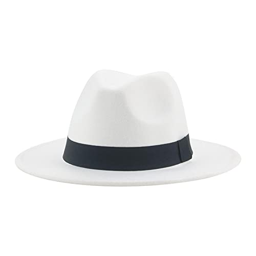 QBQZXAOSOWH Fedora Trilby Hüte Für Frauen Beige Ribbon Band Hüte Für Männer Panama Hochzeit Dekorieren Frauen Hut 52-54 cm (Kinder) Weiß von QBQZXAOSOWH