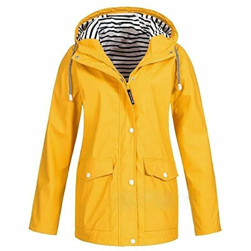 QBQZXAOSOWH Jacken Regenjacken Mäntel Fashion Casual Simple Classic Jacket Rainy Ladies Waterproof Raincoat Ladies Outdoor L Yellow von QBQZXAOSOWH
