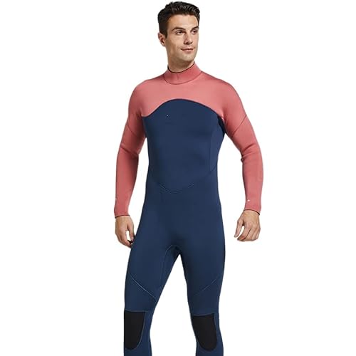 Herren Neoprenanzug Ultra Stretch 5 mm Neopren Badeanzug Rücken Reißverschluss Ganzkörper Tauchanzug Einteiler zum Schnorcheln Tauchen Schwimmen Surfen (Farbe: Rosa, Größe: XL) von QBREZA
