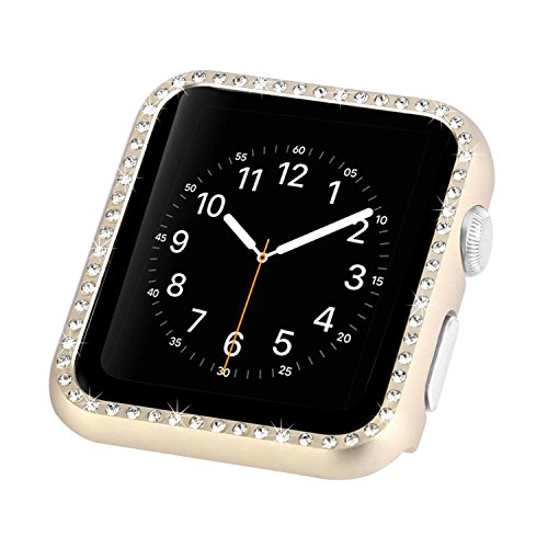 Gold Glitzer Tasche Kompatibel mit Apple Watch 45mm, Frauen Damen Aluminium Schutz Hülle Kratzfest Stoßfest Schutzhülle Bumper Case Rundherum Abdeckung Bling Gehäuse Kompatibel mit iWatch Serie 7 8 9 von QBYVQQN