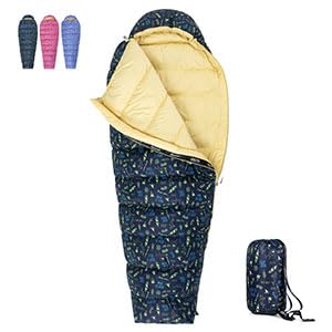 QEZER Kinderschlafsack,Ultraleicht Schlafsack Kleines Packmaß für Junge und Mädchen Camping Outdoor mit Premium 600FP Daunen (Blau-L) von QEZER