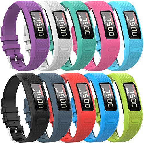 QGHXO Band für Garmin Vivofit 1/vivofit2, Soft Silikon Ersatz Uhrenarmband für Garmin Vivofit 1/Garmin Vivofit 2 Activity Tracker, klein, groß, zehn Farben, 10PCS Bands, Large von QGHXO