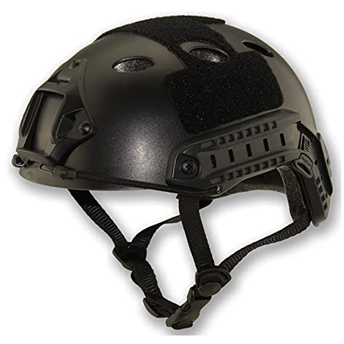 QHIU Taktischer Helm PJ Typ Leichter Schutz Schnell Helm für Airsoft Paintball CS Spiel Outdoor Sport mit Brille (BK-2) von QHIU