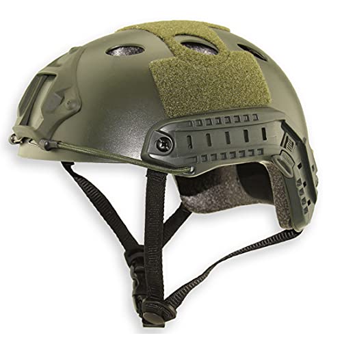 QHIU Taktischer Helm, PJ-Typ, leicht, schützend, schnell einsetzbar, für Airsoft, Paintball, CS, Spiel, Outdoor-Sport, mit Brille (OD-2) von QHIU