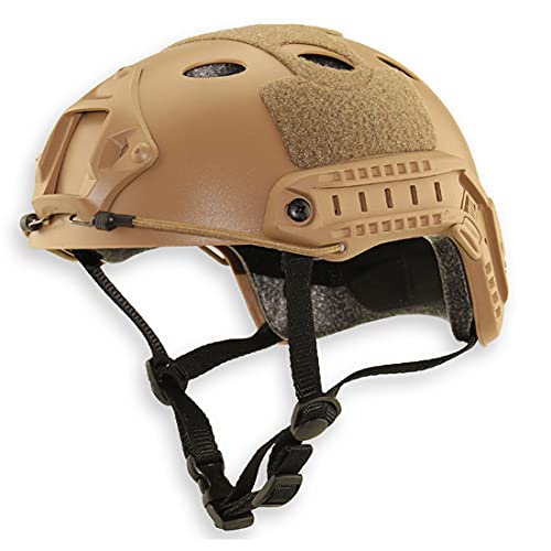 QHIU Taktischer Helm PJ Type Leichter Schutzhelm Schnellhelm für Airsoft Paintball CS Game Outdoor Sport mit Brille (DE-2) von QHIU