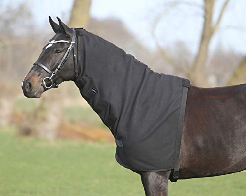 QHP Halsteil Fleece mit Klettverschlüssen + Gurt mit Schnappverschluss schwarz (S) von QHP