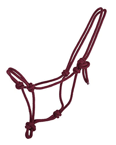 QHP Knotenhalfter Basic Seil 8 mm (Pony, Bordeauxrot) von QHP