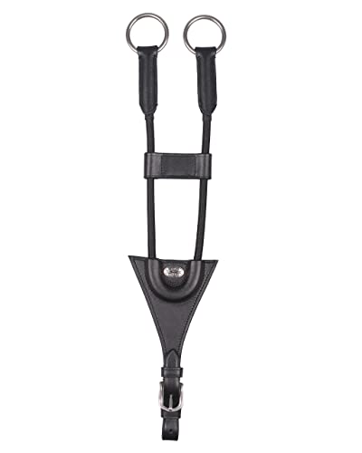 QHP Martingal-Gabel aus Leder mit elastischen Kordeln Gabel für Vorderzeug (Full Warmblut, Schwarz) von QHP
