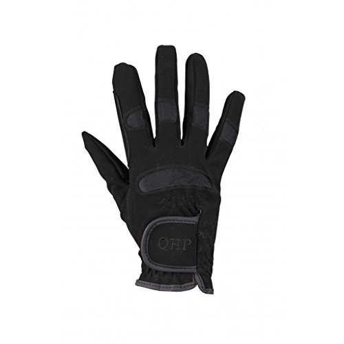 QHP Reithandschuhe Handschuhe Multi luftdurchlässig Stretch Klett (Schwarz, M) von QHP