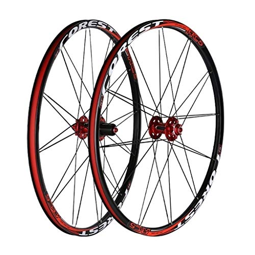 Felgen 26 27.5 Zoll Fahrrad Laufradsatz Doppelwandige MTB Felge Scheibenbremse QR 24H kompatibel 7 8 9 10 11 Geschwindigkeit (Color : Red, Size : 26inch) von QHY