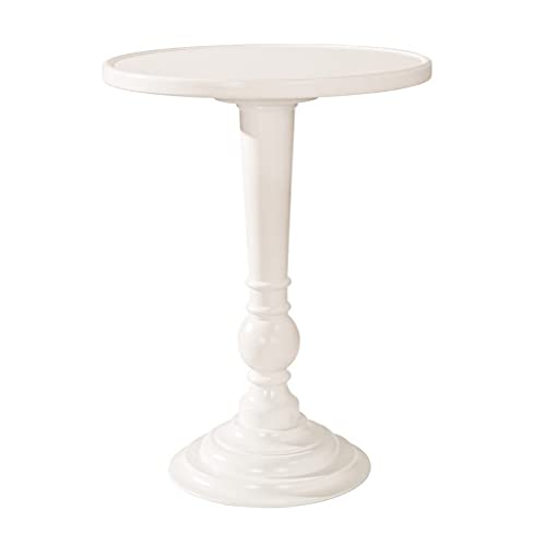 QHYFDC Runder Kleiner Teetisch aus Massivholz, europäischer Kleiner runder Tisch, einfacher Sofa-Seitenlack-Couchtisch (Farbe: Weiß, Größe: 46 * 60 cm) Hopeful von QHYFDC