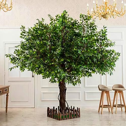 QIByING Artificial Ficus Tree Large Plant Simulation, Indoor/Outdoor Decor for Living Room, Mall, Floor, Potted Greenery green-2x2m von QIByING
