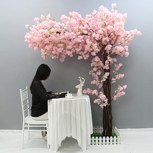 QIByING Cherry Blossoms Artificial Flowers Tree Red Cherry Blossom Trees Flowers Plants for Indoor Outdoor Home Wedding Party Opening Shopping Mall Restaurant Décor 1.2x1m/3.9x3.2ft von QIByING