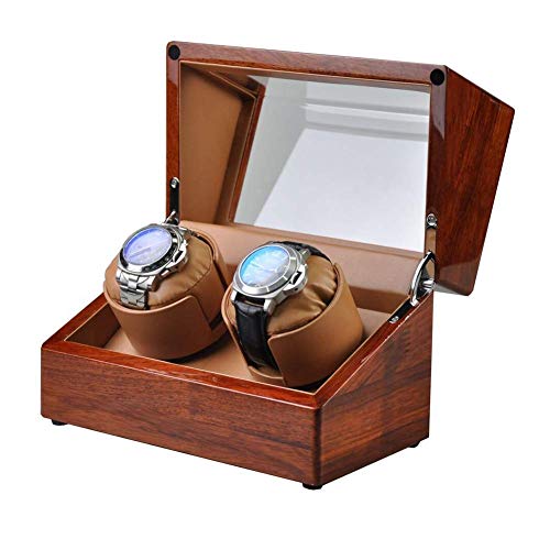 QIByING Double Watch Winder Solid Wood ，2 Mechanical Watches Automatic Watch Box Leather Storage Showcase Watch Winder Motor von QIByING