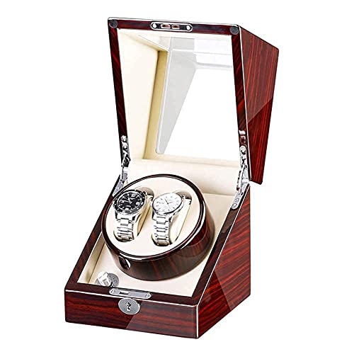 QIByING Watch Watch Winder for 2 Watches Storage Dispaly Case with Quiet Motor 5 Rotation Mode Setting Wood Shell Piano Finish Not Include Watches von QIByING