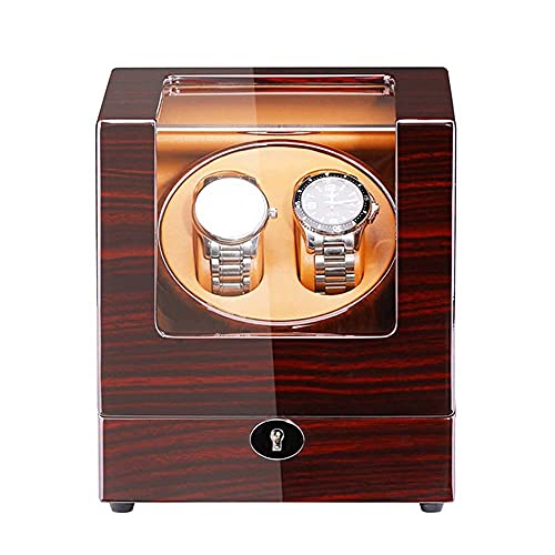 QIByING Watch Watch Winder for 2 Watches Storage Dispaly Case with Quiet Motor 5 Rotation Mode Setting Wood Shell Piano Finish Not Include Watches von QIByING