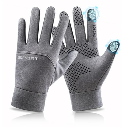 QINFEN YUNDOU Winter Handschuhe Touchscreen Thermo Winterhandschuhe rutschfest Fahrradhandschuhe Wasserdicht Winddicht Handschuhe Herren Damen, Radfahren Laufen Fahren Joggen Skifahren (Grau, XL) von QINFEN YUNDOU