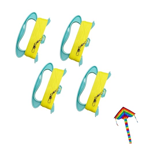 QIUMING 4 Stück Drachenschnur Drachenrolle 100m Schnurdrachen Kites Seilwinde für Drachen Kite String with Kite Handle Drachenschnur Spule Kit für Familien- und Team-Outdoor-Aktivitäten (Grün) von QIUMING