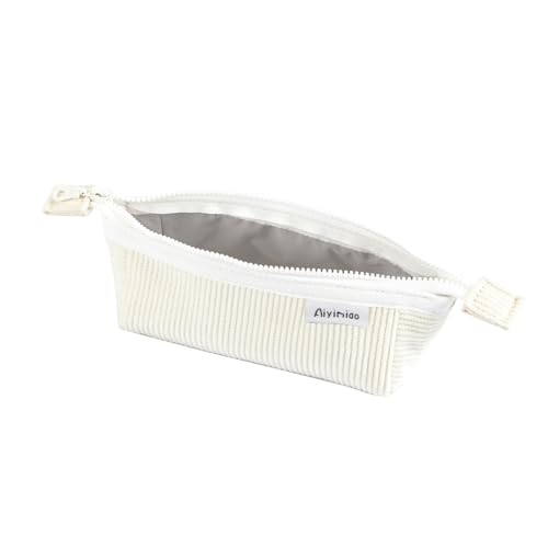 QKEPCY Stilvolles und Robustes Federmäppchen aus Cordstoff geräumiges und langlebiges Stifteetui ideal für Schule Büro und Zuhause schwarz-weißes Design(Noir) von QKEPCY