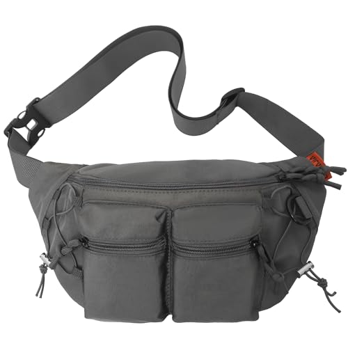 Bauchtasche Hüfttasche für Herren und Damen,Große Kapazitä Rucksack Brusttasche wasserdicht verstellbar für Radfahren Fitnessstudio Spaziergang Klettern Reisen Wandern Urlaub (Grün) von QKUDS