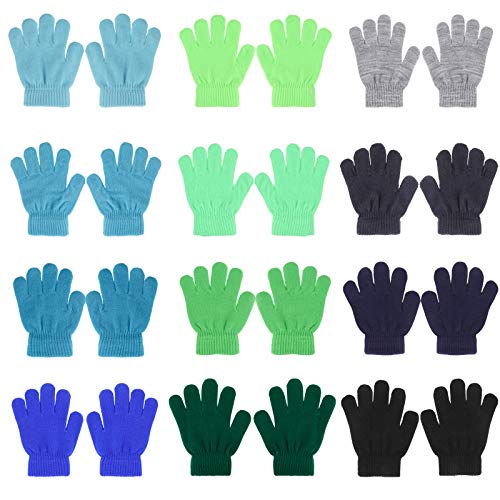 QKURT 12 Paare Handschuhe für Kinder,Volle Finger Strickhandschuhe Kinder Winterhandschuhe zum Pendeln Beim Skifahren von QKURT