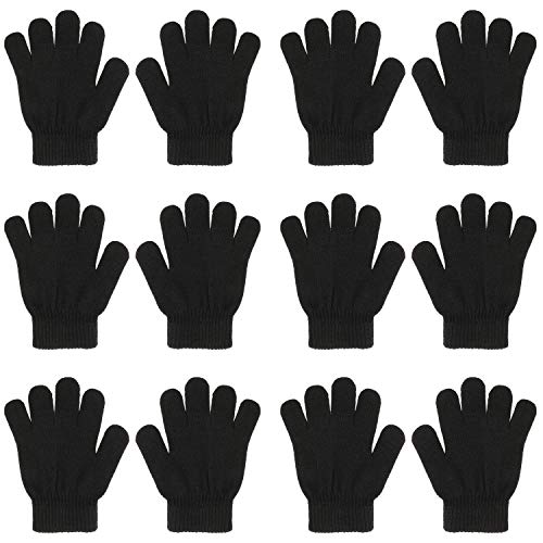 QKURT 6 Paare Magic Stretch Handschuhe, Vollfinger Winter gestrickte Magic Stretch Handschuhe Warme Handschuhe für 5~13 Jahre alte Kinder Mädchen Jungen von QKURT