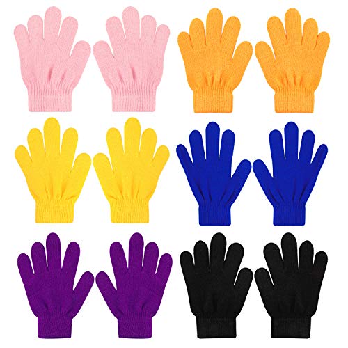 QKURT 6pcs Winterhandschuhe, Kids Magic Stretch Handschuhe Kinder Handschuhe Unisex Jungen Mädchen Stricken Vollfingerhandschuhe für den täglichen Gebrauch von QKURT
