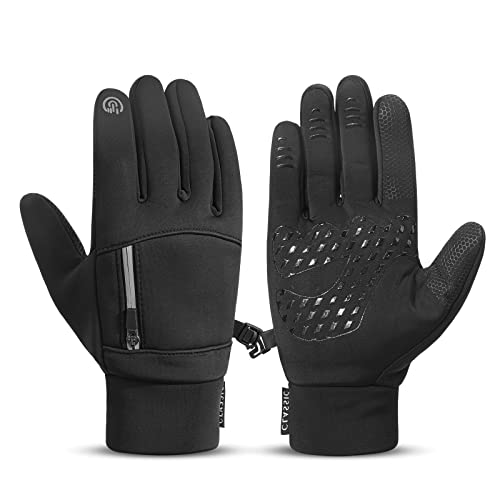 QKURT Cycling Gloves, Winter Thermal Waterproof Full Finger Bicycle Gloves Touch Screen Running Gloves with Reflective Strips for Men Women Cycling Riding Climbing Hiking Skiing von QKURT